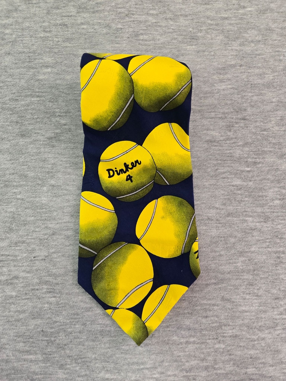 Vintage Nicole Miller Tie Mens One Size Yellow Silk Tennis Ball Novelty 90s